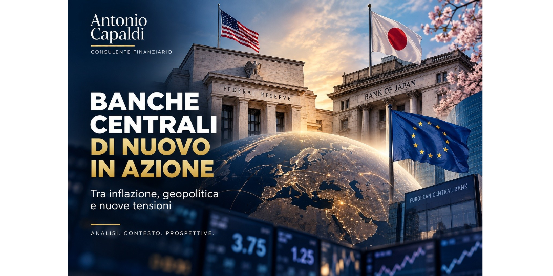 Rappresentazione visiva dell'articolo: Fed, BoJ e geopolitica: la politica monetaria torna al centro dei mercati